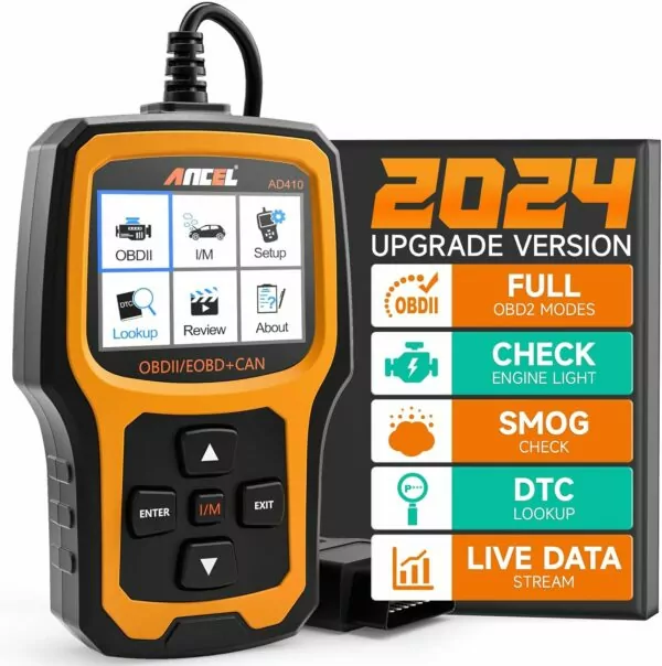 ANCEL AD410 Enhanced OBD2 Scanner Vehicle Code Reader Check Engine Light Fault Reader Diagnostic Scan Tool Automotive OBD II Scanner Auto Code Scanner for All OBDII Car After 1996 (Black/Yellow)