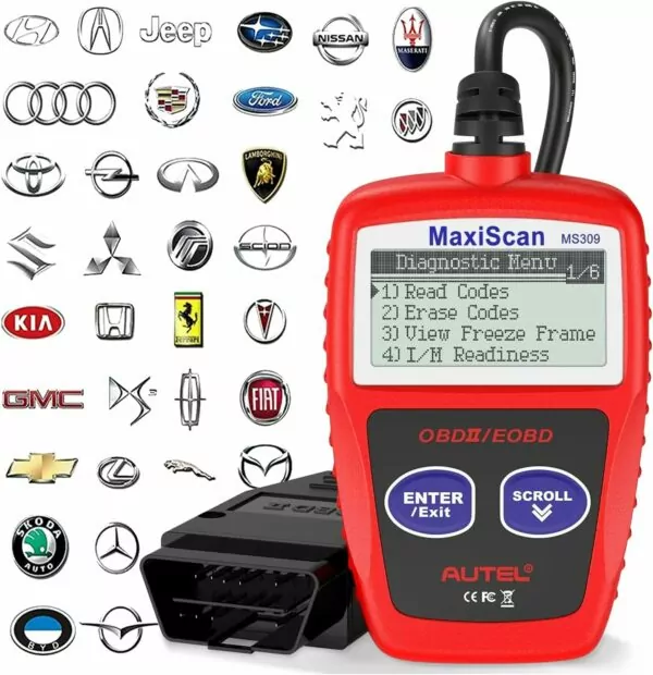 Autel OBD2 Scanner MS309 Universal Car Engine Fault Code Reader, Check Engine Light and Emission Monitor Status, OBDII CAN Diagnostic Scan Tool