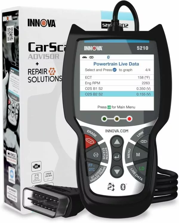 INNOVA 5210 - Newest 2022 OBD2 Scanner Diagnostic Tool - Read/Erase ABS Codes, Live Data, Battery/Charging System Test, iOS and Android